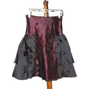 Dusty Purple and Black Changeable Taffeta Goth Skirt Ruffle Pleats